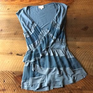 DELETTA for Anthropologie Ruffle Tier Top, Small